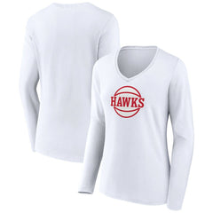 Atlanta Hawks Women's Alternate Logo V-Neck Long Sleeve T-Shirt White - NBA