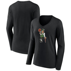 Boston Celtics Women's Alternate Logo V-Neck Long Sleeve T-Shirt Black - NBA