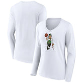 Boston Celtics Women's Alternate Logo V-Neck Long Sleeve T-Shirt White - NBA