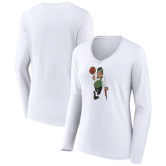 Boston Celtics Women's Alternate Logo V-Neck Long Sleeve T-Shirt White - NBA