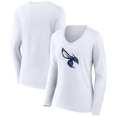 Charlotte Hornets Women's Alternate Logo V-Neck Long Sleeve T-Shirt White - NBA