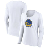 Golden State Warriors Women's Alternate Logo V-Neck Long Sleeve T-Shirt White - NBA