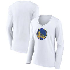 Golden State Warriors Women's Alternate Logo V-Neck Long Sleeve T-Shirt White - NBA