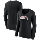 Houston Rockets Women's Alternate Logo V-Neck Long Sleeve T-Shirt Black - NBA