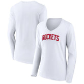 Houston Rockets Women's Alternate Logo V-Neck Long Sleeve T-Shirt White - NBA
