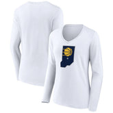 Indiana Pacers Women's Alternate Logo V-Neck Long Sleeve T-Shirt White - NBA