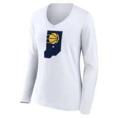 Indiana Pacers Women's Alternate Logo V-Neck Long Sleeve T-Shirt White - NBA