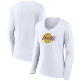 Los Angeles Lakers Women's Alternate Logo V-Neck Long Sleeve T-Shirt White - NBA