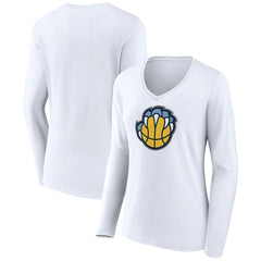 Memphis Grizzlies Women's Alternate Logo V-Neck Long Sleeve T-Shirt White - NBA
