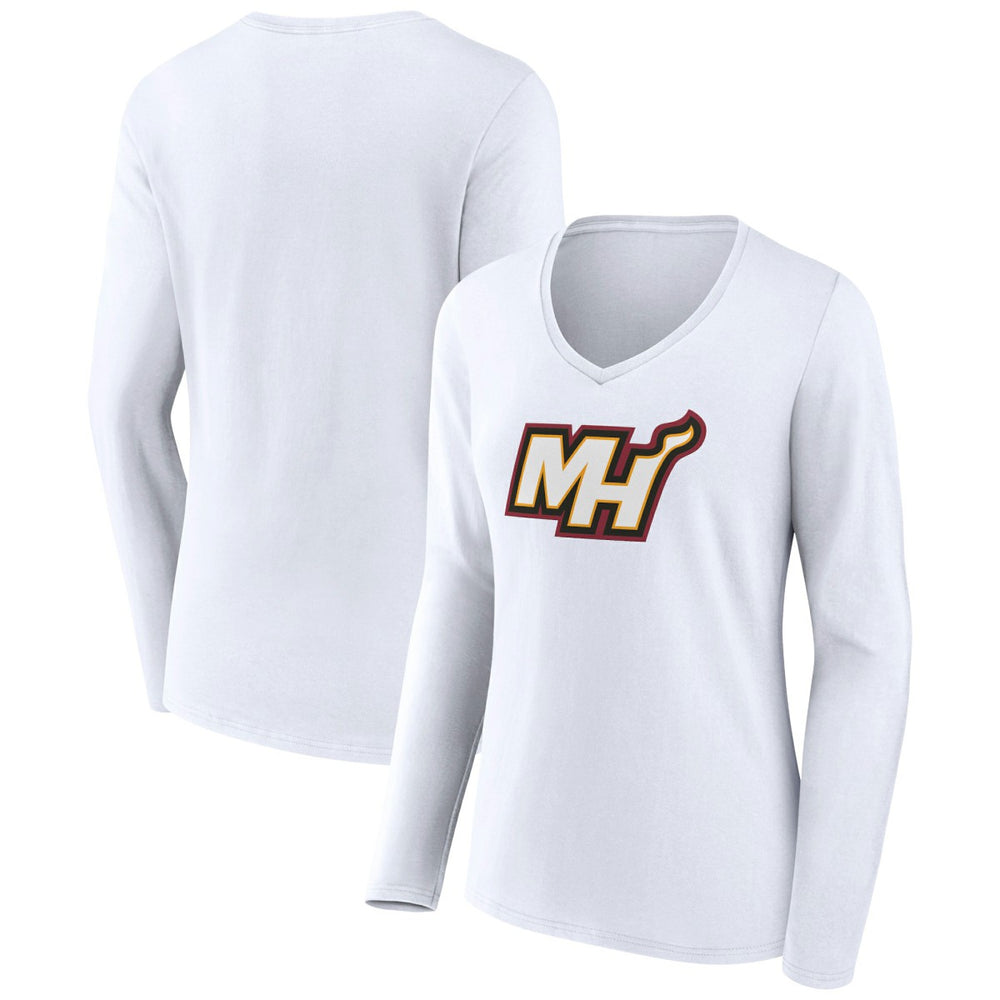 Miami Heat Women's Alternate Logo V-Neck Long Sleeve T-Shirt White - NBA