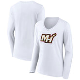 Miami Heat Women's Alternate Logo V-Neck Long Sleeve T-Shirt White - NBA
