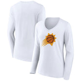 Phoenix Suns Women's Alternate Logo V-Neck Long Sleeve T-Shirt White - NBA
