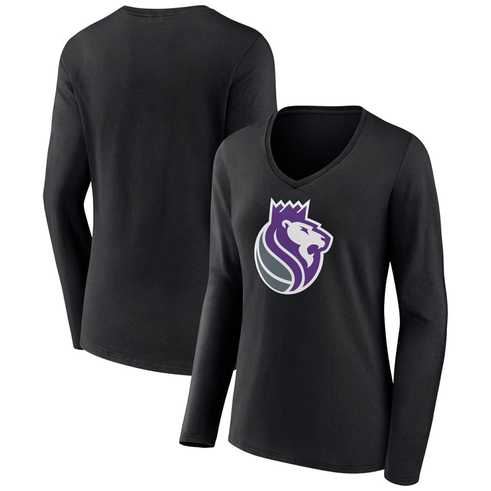 Sacramento Kings Women's Alternate Logo V-Neck Long Sleeve T-Shirt Black - NBA