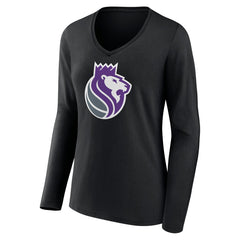 Sacramento Kings Women's Alternate Logo V-Neck Long Sleeve T-Shirt Black - NBA