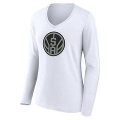 San Antonio Spurs Women's Alternate Logo V-Neck Long Sleeve T-Shirt White - NBA