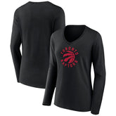 Toronto Raptors Women's Alternate Logo V-Neck Long Sleeve T-Shirt Black - NBA