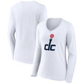 Washington Wizards Women's Alternate Logo V-Neck Long Sleeve T-Shirt White - NBA