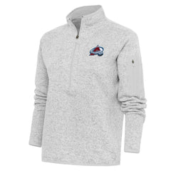 Colorado Avalanche Antigua Women's Team Logo Fortune Quarter-Zip Jacket - Heather Gray - NHL