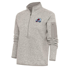 Colorado Avalanche Antigua Women's Team Logo Fortune Quarter-Zip Jacket - Oatmeal - NHL