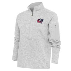 Columbus Blue Jackets Antigua Women's Team Logo Fortune Quarter-Zip Jacket - Heather Gray - NHL