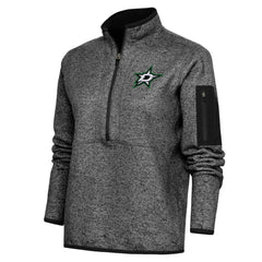Dallas Stars Antigua Women's Team Logo Fortune Quarter-Zip Jacket - Heather Black - NHL