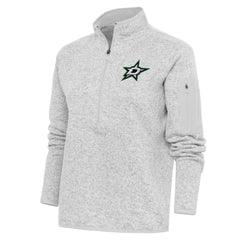 Dallas Stars Antigua Women's Team Logo Fortune Quarter-Zip Jacket - Heather Gray - NHL