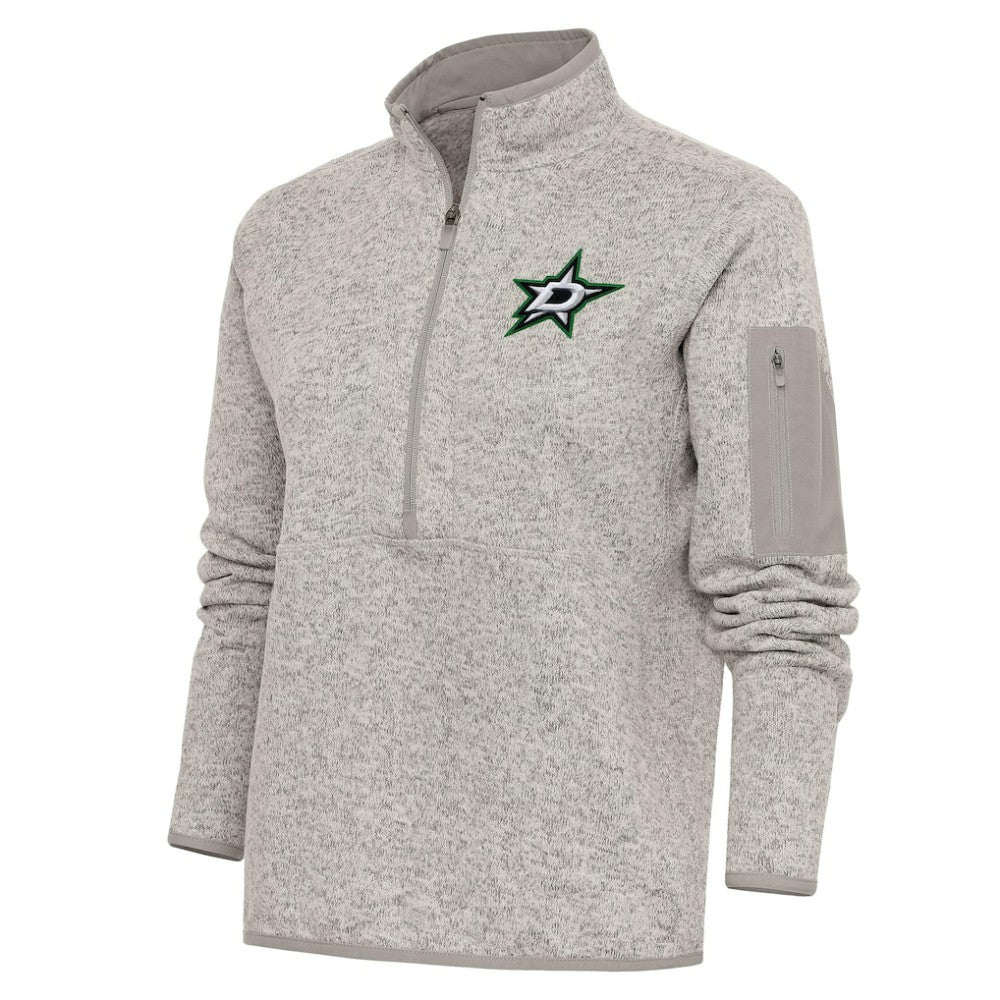 Dallas Stars Antigua Women's Team Logo Fortune Quarter-Zip Jacket - Oatmeal - NHL