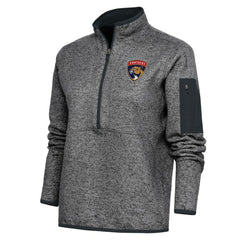 Florida Panthers Antigua Women's Team Logo Fortune Quarter-Zip Jacket - Heather Charcoal - NHL