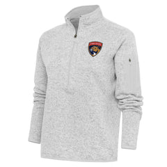 Florida Panthers Antigua Women's Team Logo Fortune Quarter-Zip Jacket - Heather Gray - NHL