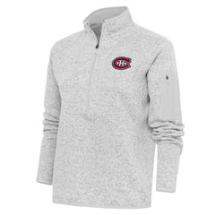Montreal Canadiens Antigua Women's Team Logo Fortune Quarter-Zip Jacket - Heather Gray - NHL