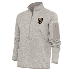 Vegas Golden Knights Antigua Women's Team Logo Fortune Quarter-Zip Jacket - Oatmeal - NHL