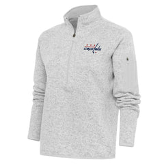 Washington Capitals Antigua Women's Team Logo Fortune Quarter-Zip Jacket - Heather Gray - NHL