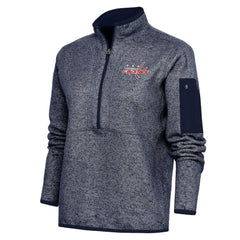 Washington Capitals Antigua Women's Team Logo Fortune Quarter-Zip Jacket - Heather Navy - NHL