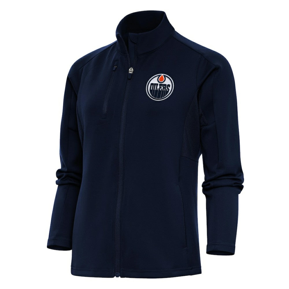 Edmonton Oilers Antigua Women's Team Logo Generation Full-Zip Jacket - Navy - NHL