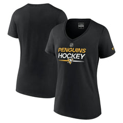 Pittsburgh Penguins Fanatics Women's Authentic Pro V-Neck T-Shirt - Black - NHL