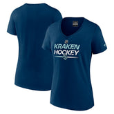 Seattle Kraken Fanatics Women's Authentic Pro V-Neck T-Shirt - Deep Sea Blue - NHL