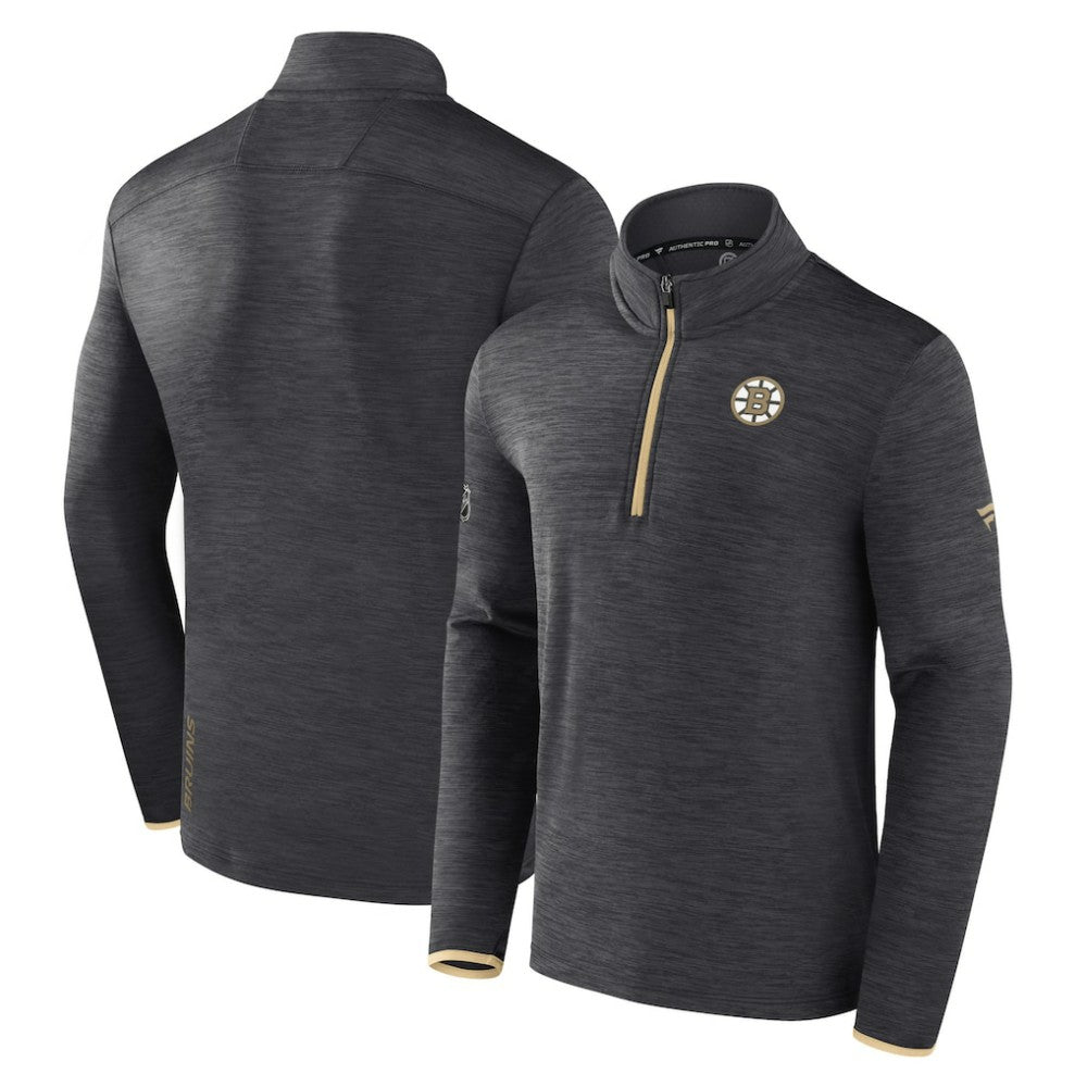 Boston Bruins Fanatics Authentic Pro Quarter-Zip Pullover Top - Heather Charcoal - NHL