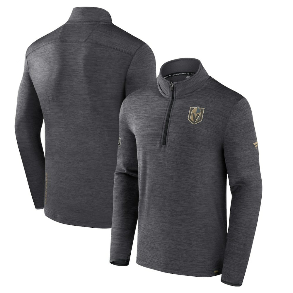 Vegas Golden Knights Fanatics Authentic Pro Quarter-Zip Pullover Top - Heather Charcoal - NHL