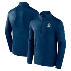 Seattle Kraken Fanatics Authentic Pro Quarter-Zip Pullover Top - Deep Sea Blue - NHL