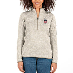 USWNT Antigua Women's Fortune Half-Zip Pullover Jacket Oatmeal - FIFA World CUP