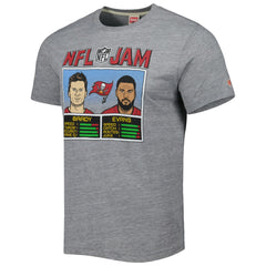 Tom Brady & Mike Evans Tampa Bay Buccaneers Homage Unisex NFL Jam Tri-Blend T-Shirt Heather Gray | NFL
