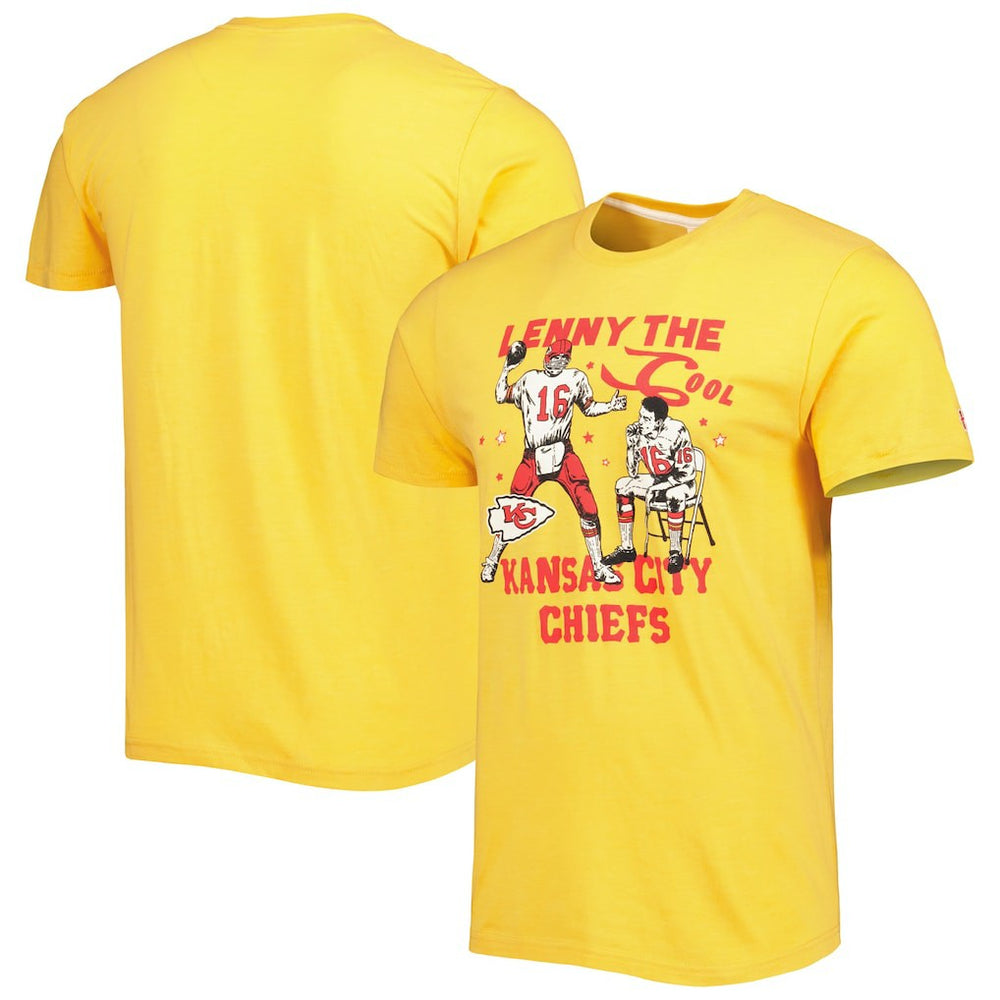 Len Dawson Kansas City Chiefs Homage Unisex Caricature Retired Player Tri-Blend T-Shirt Gold | NFL