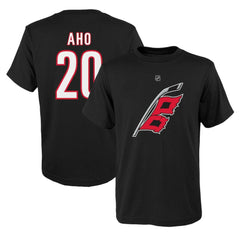Sebastian Aho Carolina Hurricanes Youth Player Name & Number T-Shirt - Black - NHL