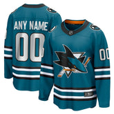 San Jose Sharks Fanatics Home Breakaway Custom Jersey - Teal - NHL