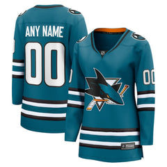 San Jose Sharks Fanatics Women's Home Breakaway Custom Jersey - Teal - NHL