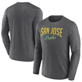 San Jose Sharks Fanatics Special Edition 2.0 Scoring Chance Long Sleeve T-Shirt - Heather Charcoal - NHL