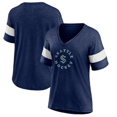 Seattle Kraken Fanatics Women's Special Edition 2.0 Ring The Alarm V-Neck T-Shirt - Heather Navy - NHL