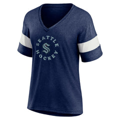 Seattle Kraken Fanatics Women's Special Edition 2.0 Ring The Alarm V-Neck T-Shirt - Heather Navy - NHL
