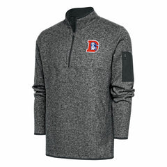 Denver Broncos Antigua Throwback Fortune Quarter-Zip Pullover Jacket Heather Charcoal | NFL