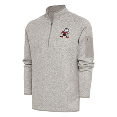 Cleveland Browns Antigua Throwback Fortune Quarter-Zip Pullover Jacket Oatmeal | NFL